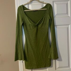 BELL SLEEVE LONG SLEEVE MINI DRESS